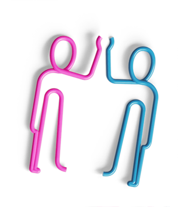 Two paperclip figures high-fiving